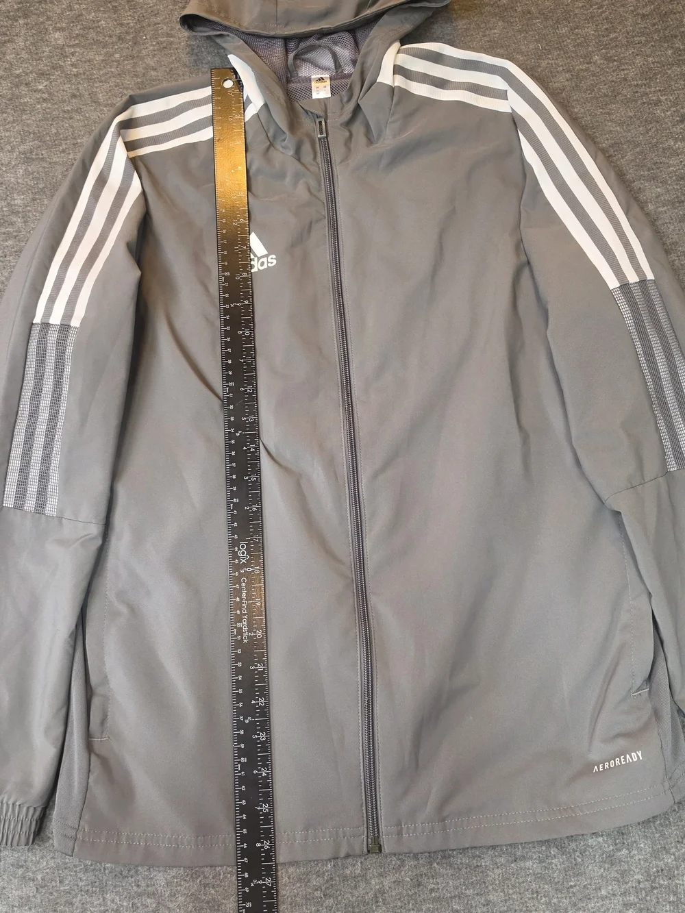 Adidas Tiro 21 Windbreaker Jacket Boys Gray Hooded Activewear Sporty Outdoor